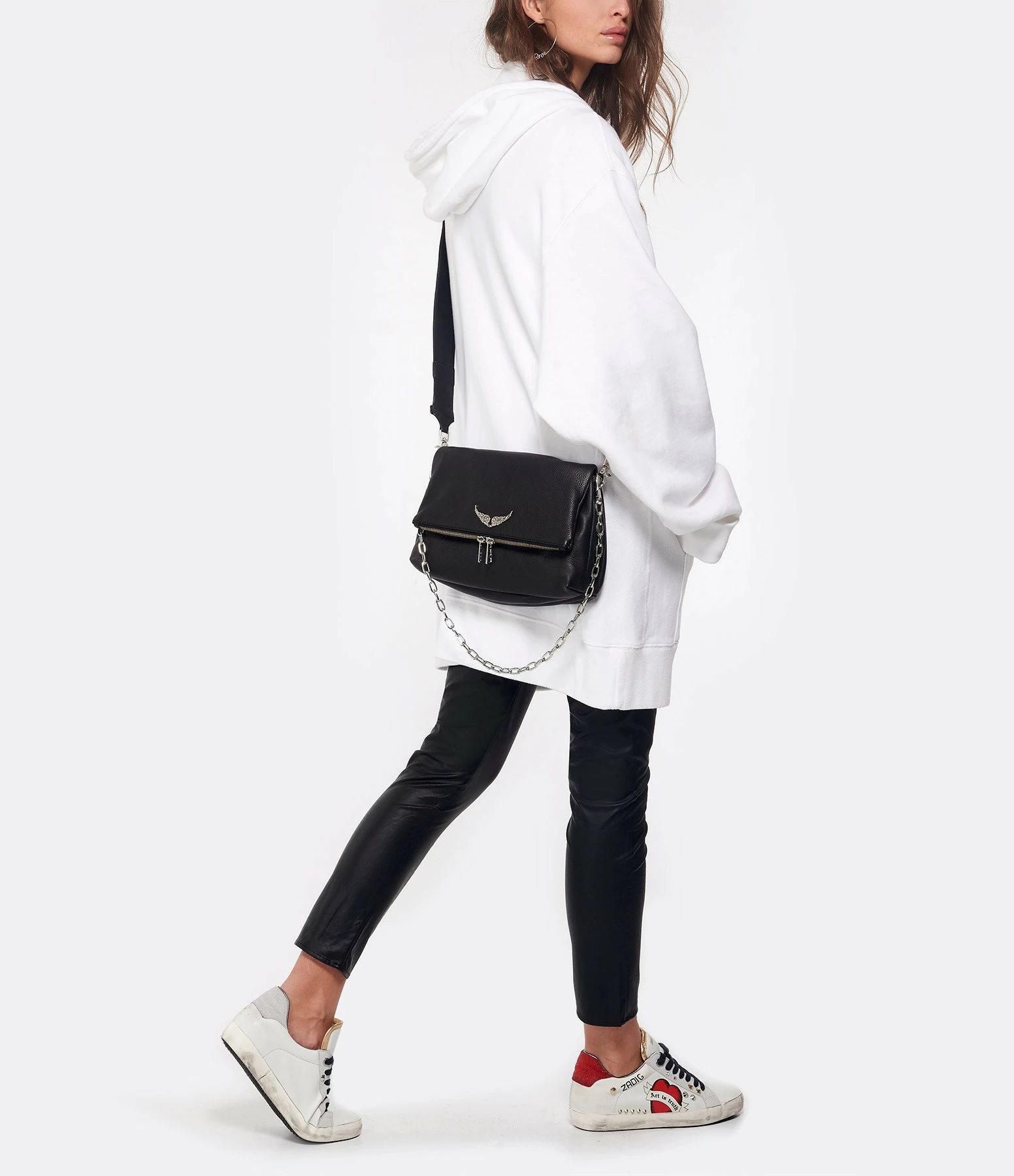 ZADIG & VOLTAIRE Sac Rocky Cuir Grainé Noir 9 ZADIG & VOLTAIRE Sac Rocky Cuir Grainé Noir – Image 7