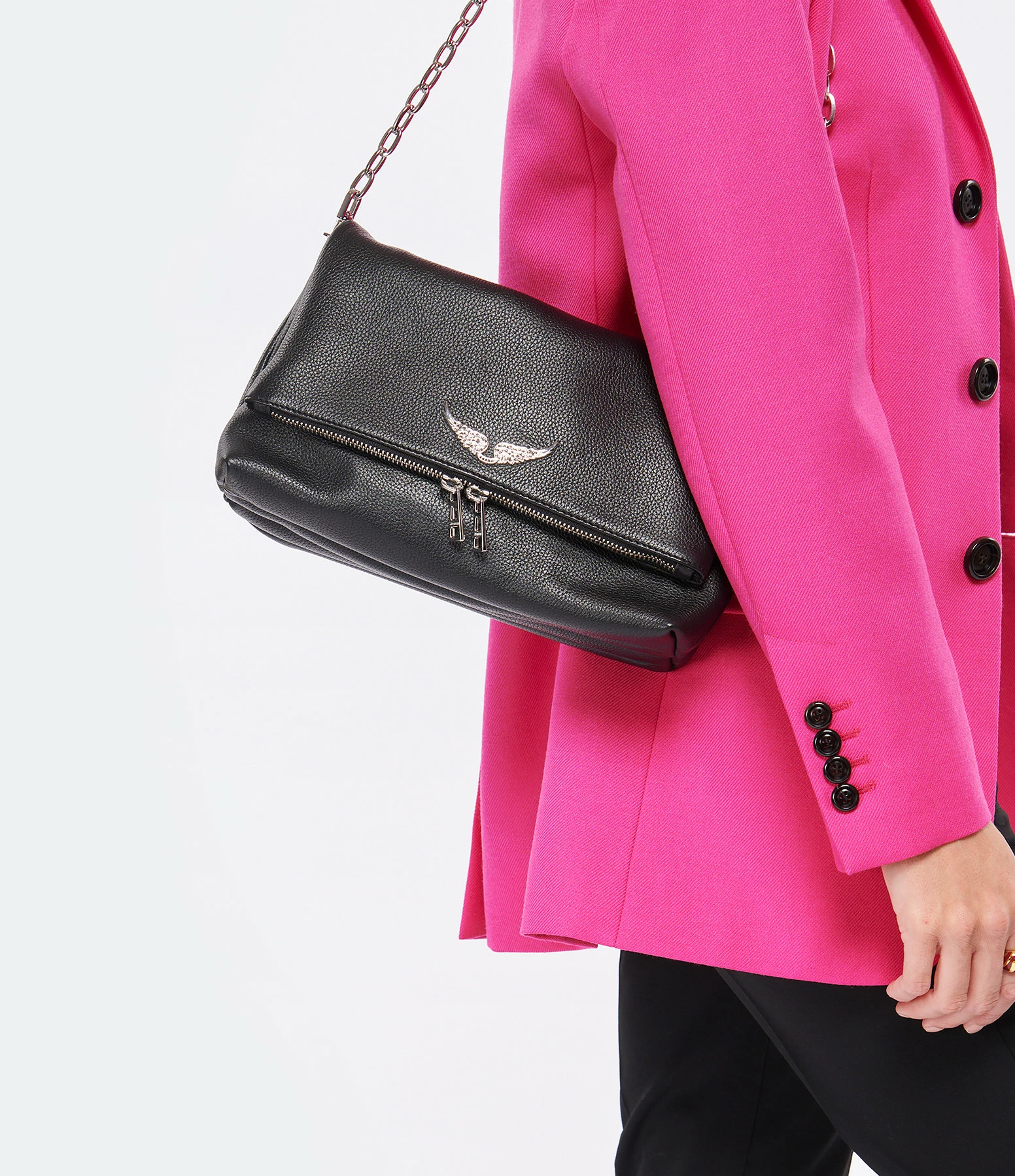 ZADIG & VOLTAIRE Sac Rocky Cuir Grainé Noir 10 ZADIG & VOLTAIRE Sac Rocky Cuir Grainé Noir – Image 8