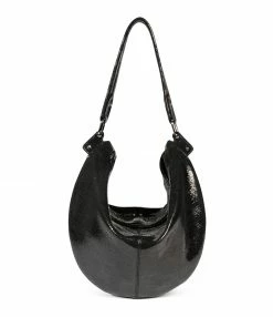 JEROME DREYFUSS Sac Paul Lune Cuir Lamé Noir