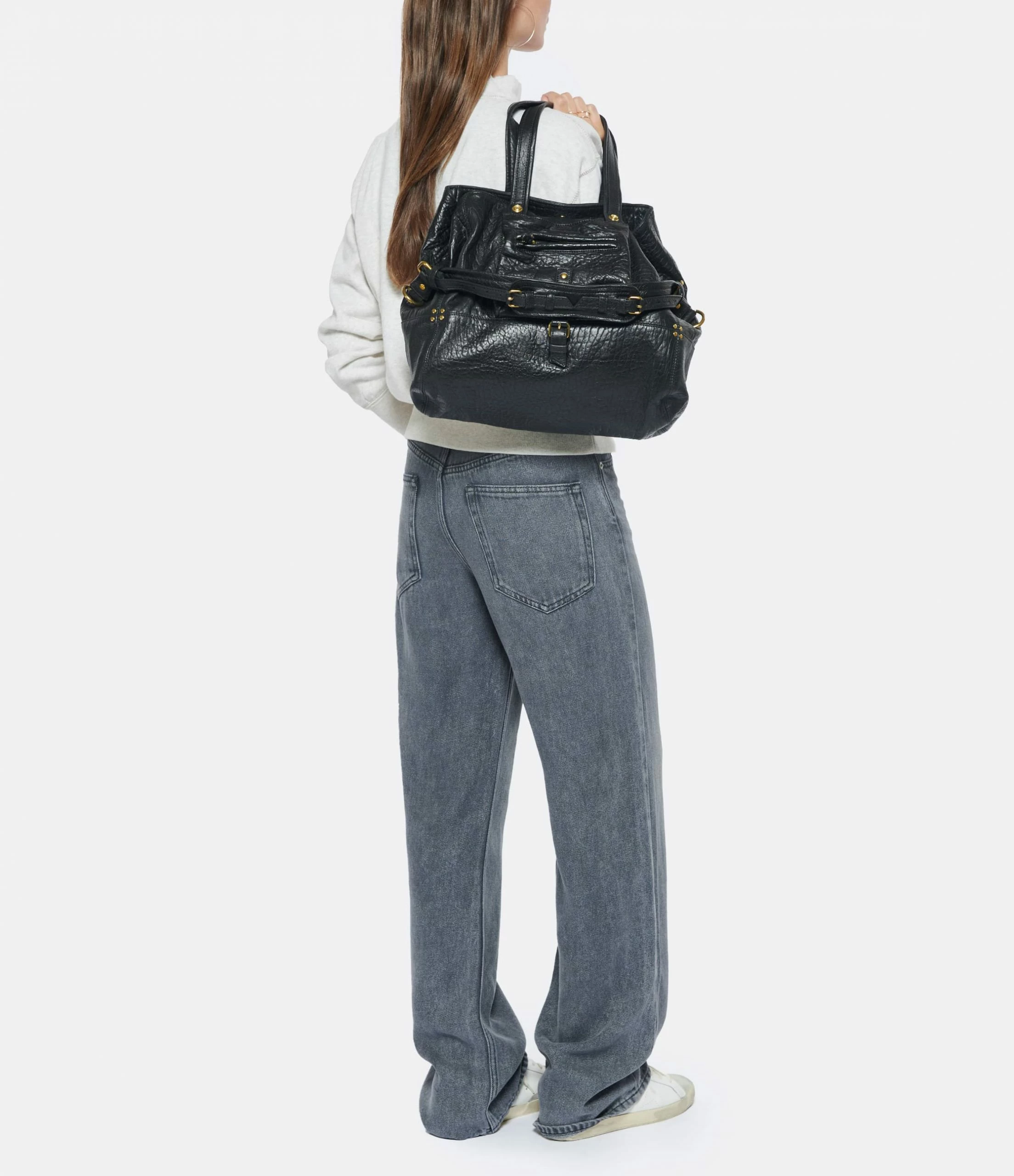 JEROME DREYFUSS Sac Billy M Cuir Bubble Noir 7 JEROME DREYFUSS Sac Billy M Cuir Bubble Noir – Image 5