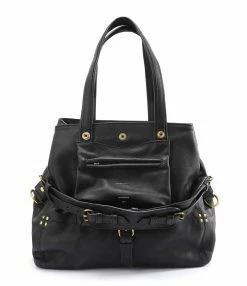 JEROME DREYFUSS Sac Billy M Cuir Grainé Noir Brass