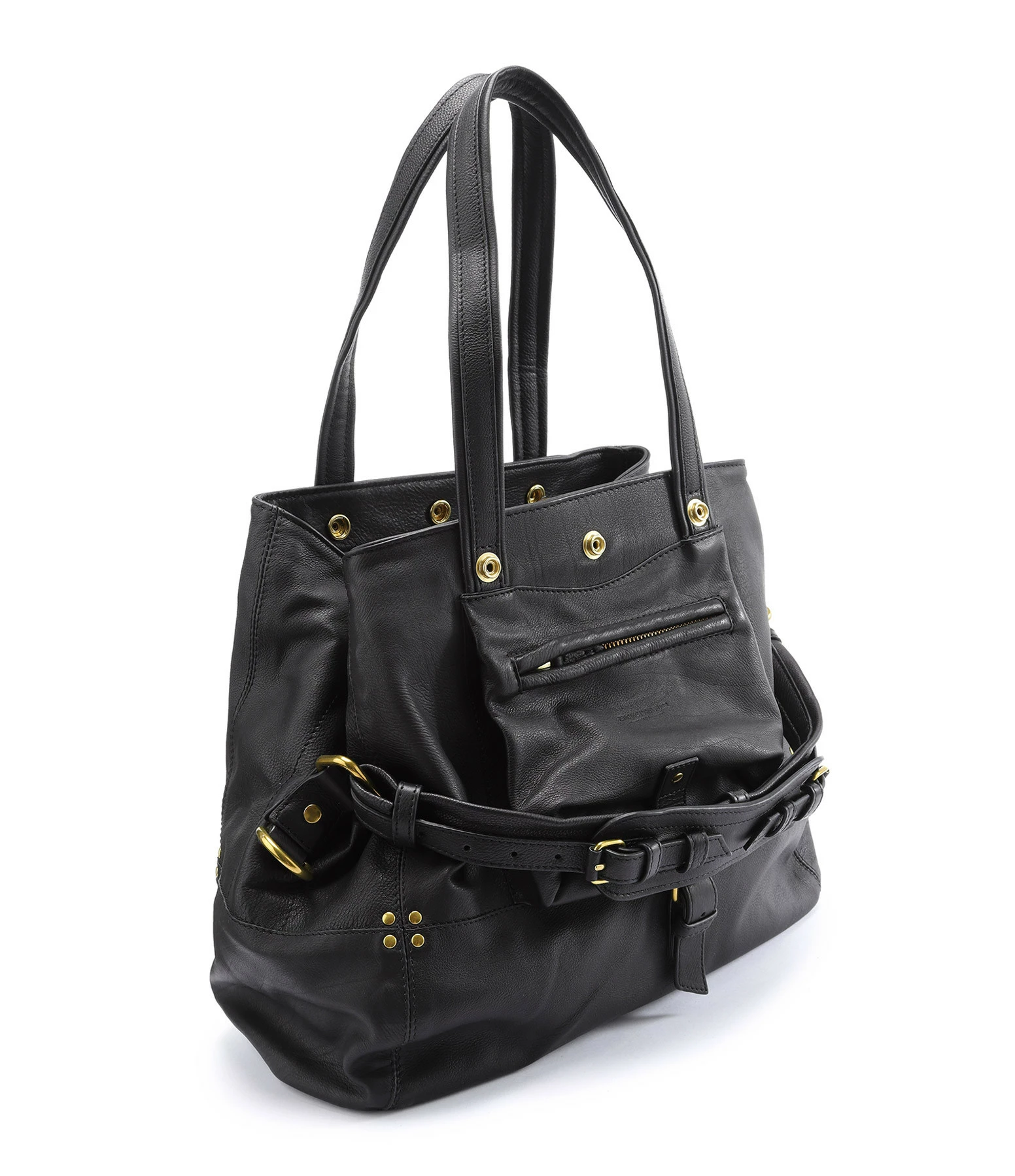 JEROME DREYFUSS Sac Billy M Cuir Grainé Noir Brass 4 JEROME DREYFUSS Sac Billy M Cuir Grainé Noir Brass – Image 2