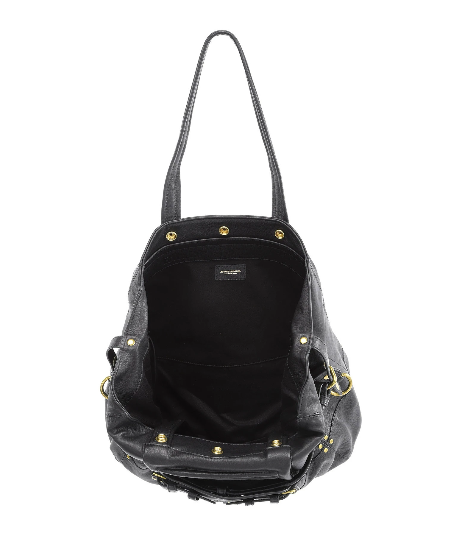 JEROME DREYFUSS Sac Billy M Cuir Grainé Noir Brass 6 JEROME DREYFUSS Sac Billy M Cuir Grainé Noir Brass – Image 4