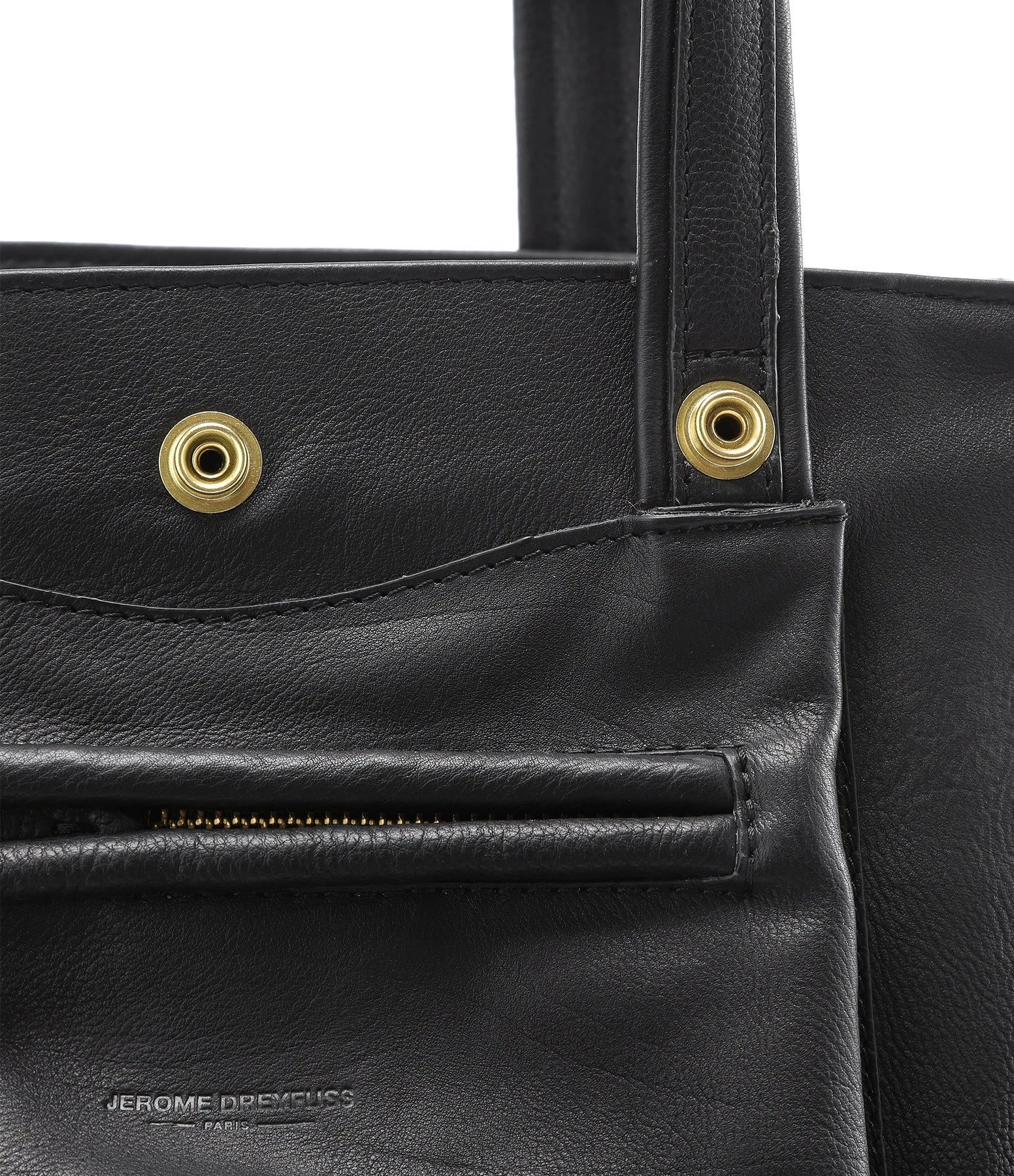 JEROME DREYFUSS Sac Billy M Cuir Grainé Noir Brass 7 JEROME DREYFUSS Sac Billy M Cuir Grainé Noir Brass – Image 5