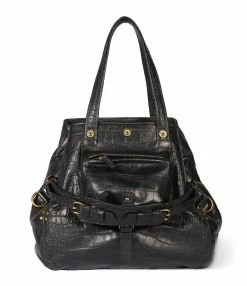 JEROME DREYFUSS Sac Billy M Cuir Croco Noir