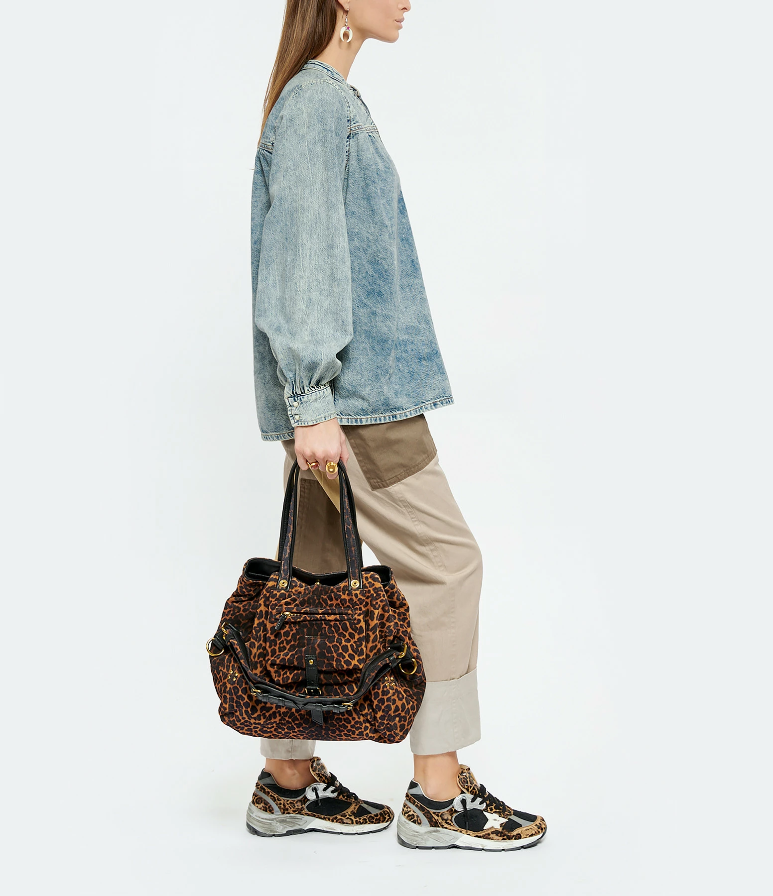 JEROME DREYFUSS Sac Billy M Cuir Suédé Léopard 8 JEROME DREYFUSS Sac Billy M Cuir Suédé Léopard – Image 6