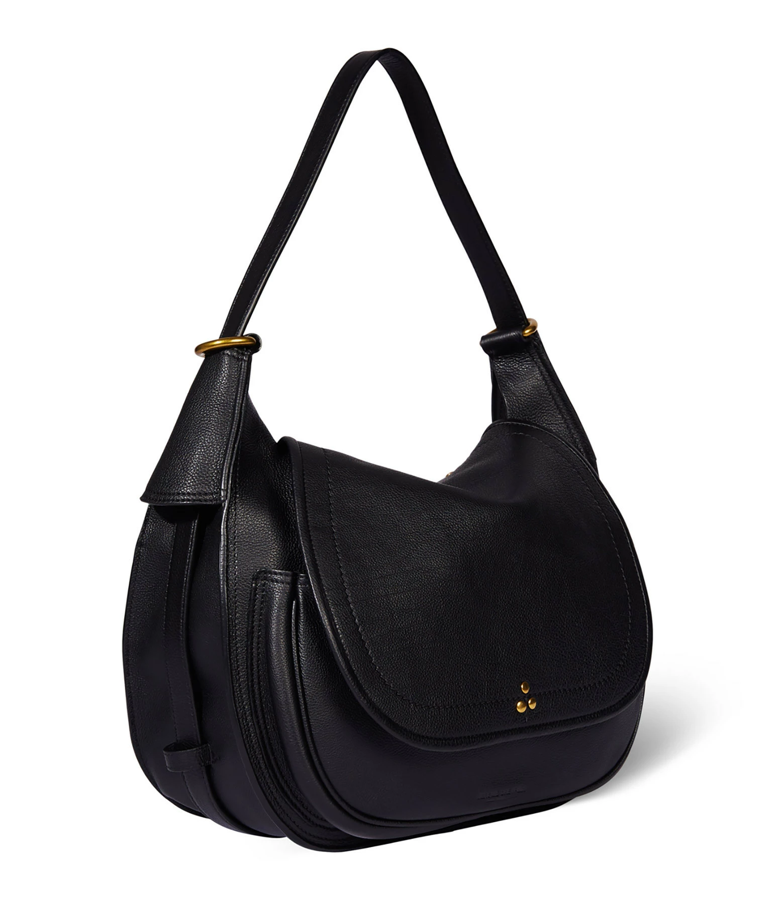 JEROME DREYFUSS Sac Philippe Cuir Grainé Noir Brass 4 JEROME DREYFUSS Sac Philippe Cuir Grainé Noir Brass – Image 2