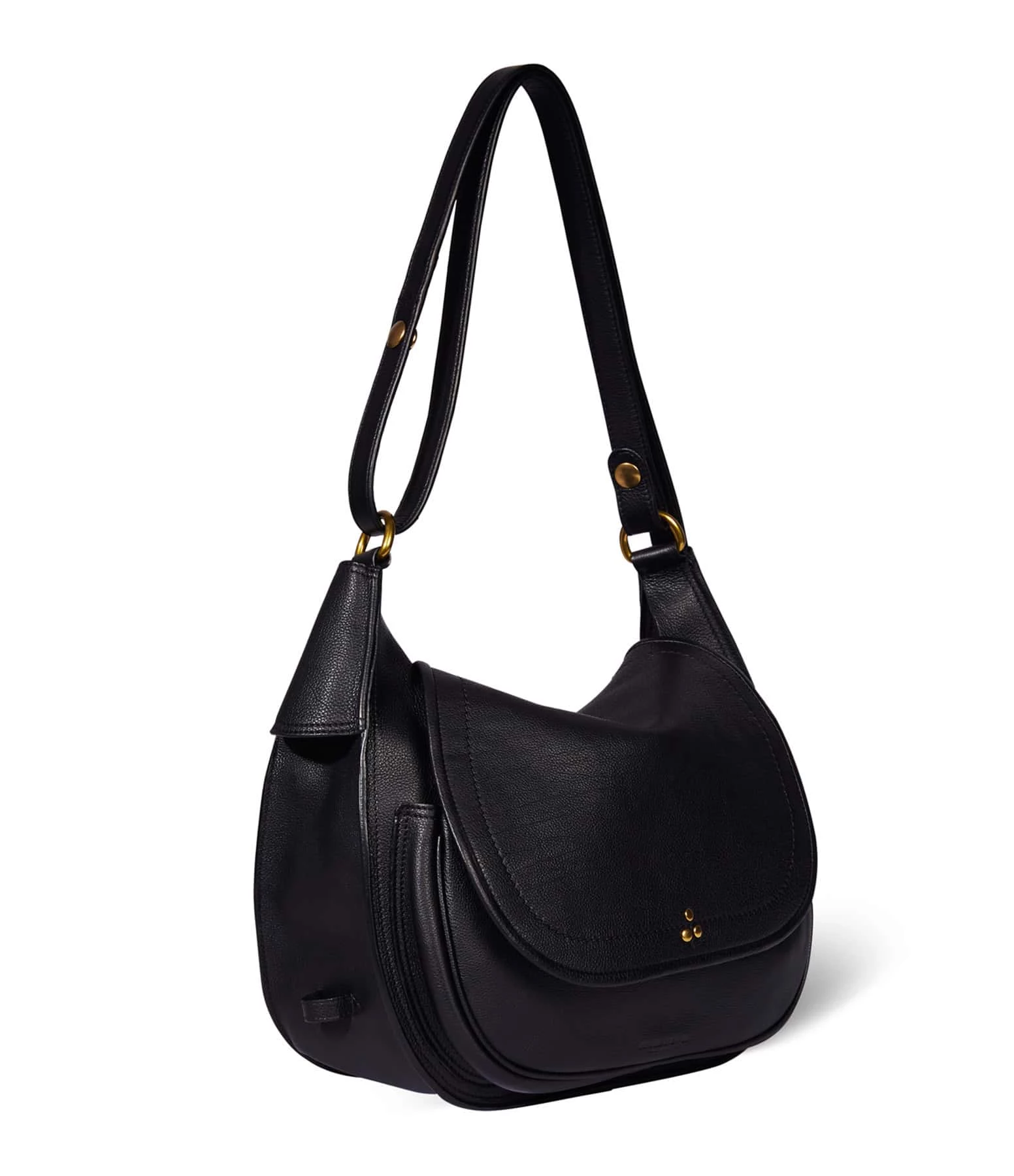JEROME DREYFUSS Sac Philippe Cuir Grainé Noir Brass 5 JEROME DREYFUSS Sac Philippe Cuir Grainé Noir Brass – Image 3