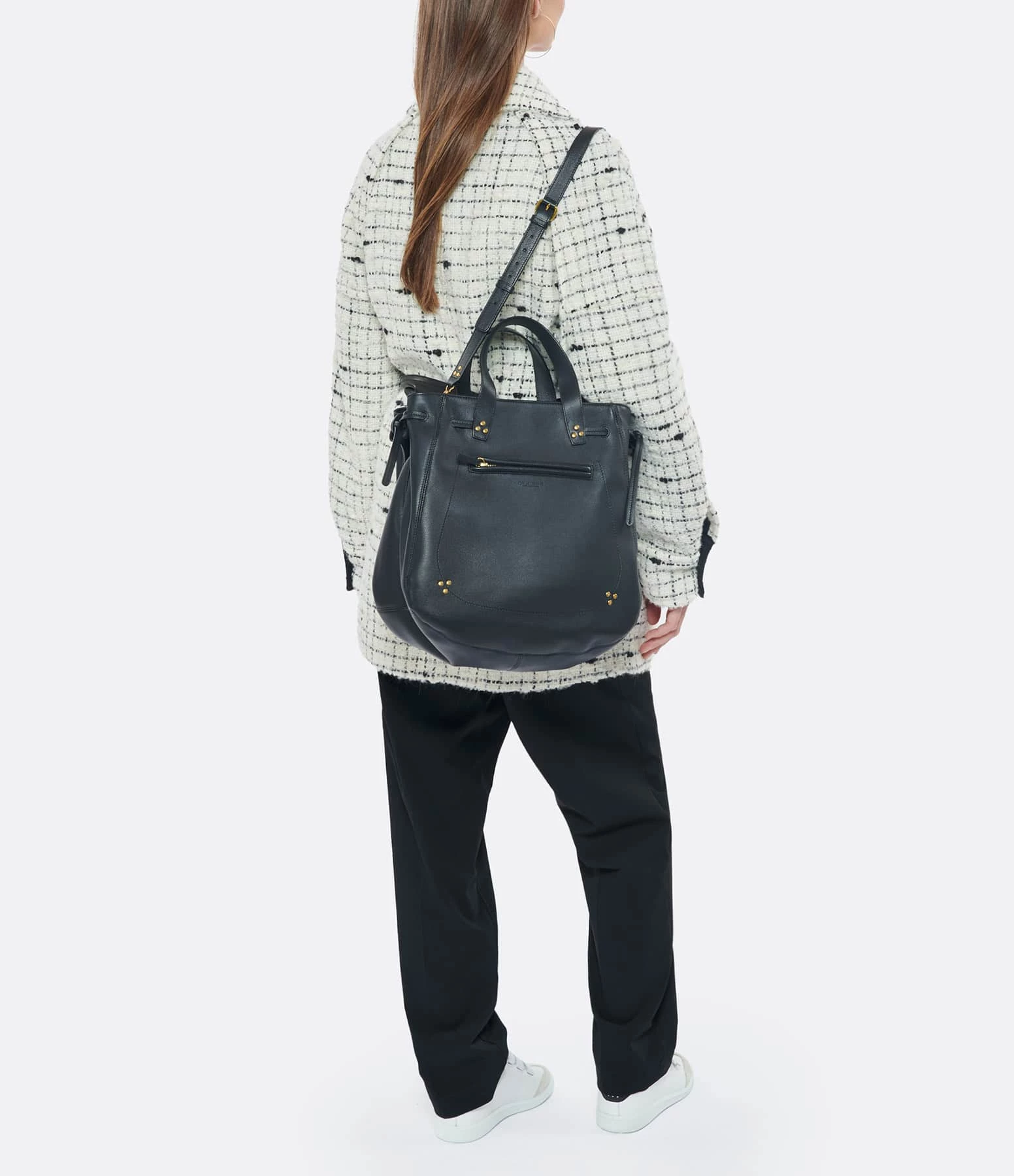 JEROME DREYFUSS Sac Marius Cuir Grainé Noir Brass 7 JEROME DREYFUSS Sac Marius Cuir Grainé Noir Brass – Image 5