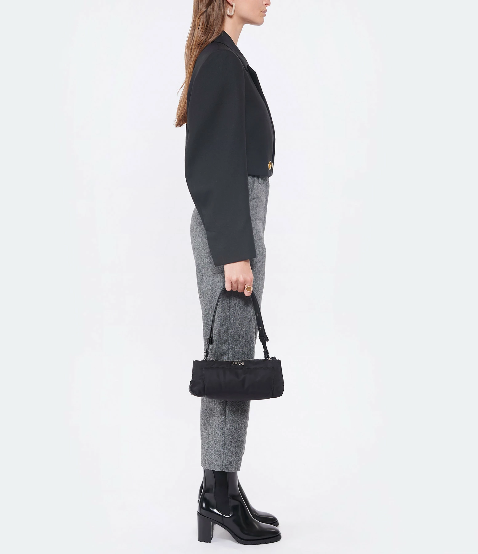 GANNI Sac Baguette Recyclé Noir 8 GANNI Sac Baguette Recyclé Noir – Image 6