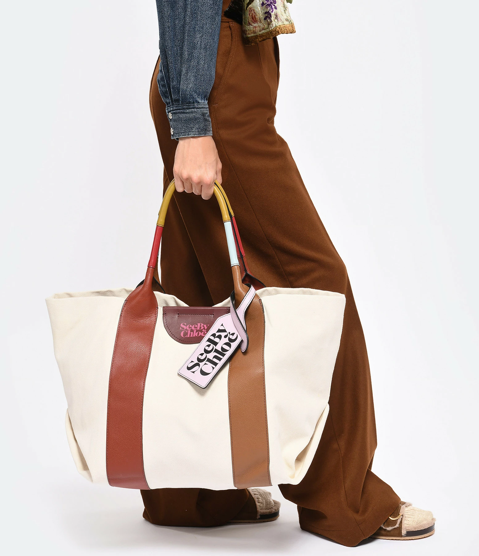 SEE BY CHLOE Cabas Laetizia Toile Cuir Burnt Henna 7 SEE BY CHLOE Cabas Laetizia Toile Cuir Burnt Henna – Image 5
