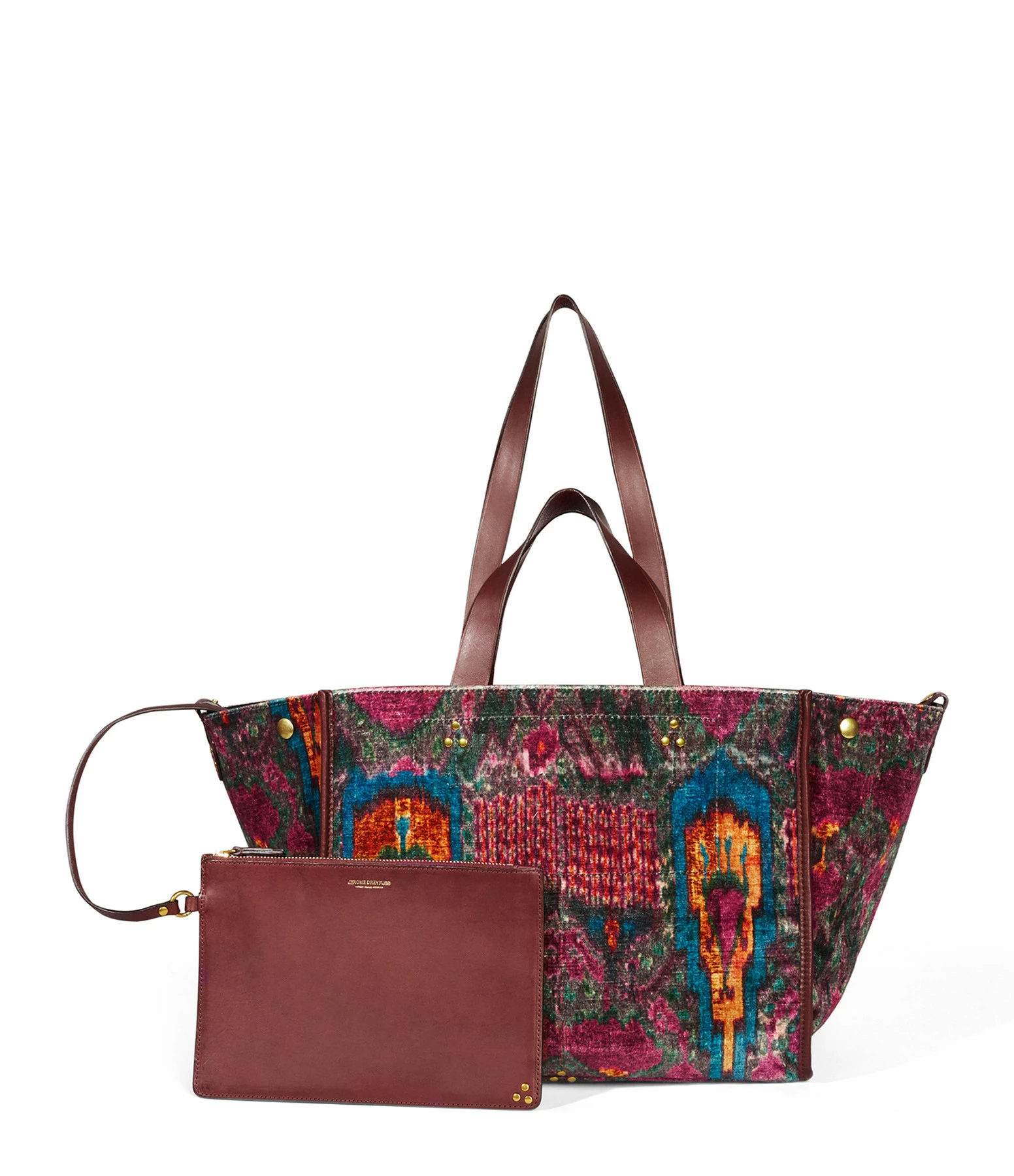 JEROME DREYFUSS Cabas Léon M Velours Imprimé Ikat, Capsule Velours 3 JEROME DREYFUSS Cabas Léon M Velours Imprimé Ikat, Capsule Velours
