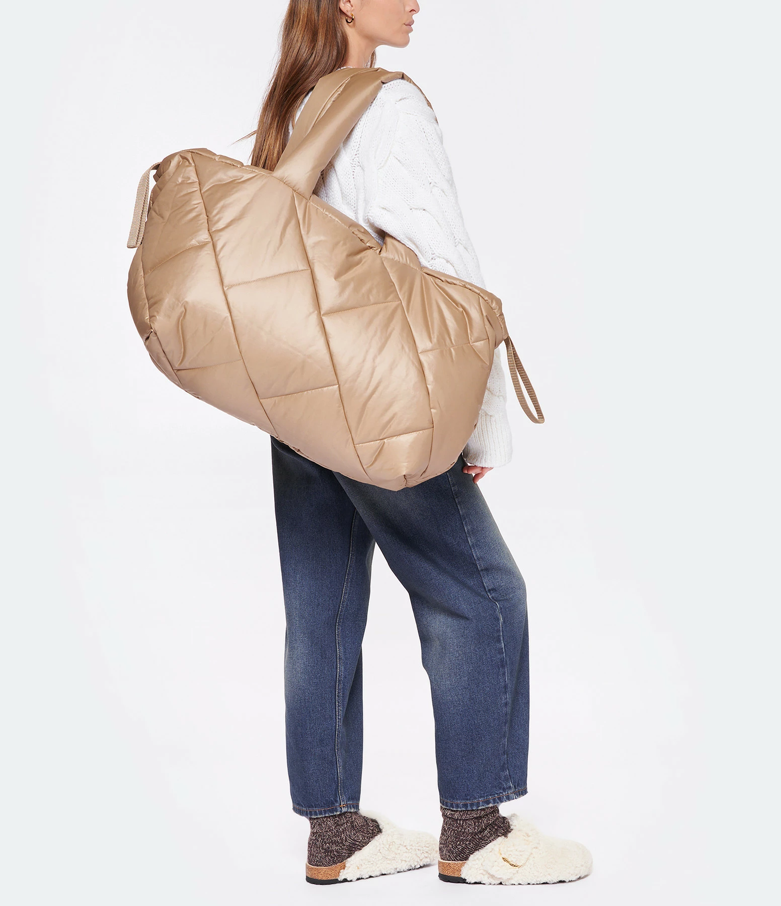 PIUMESTUDIO Cabas Matelassé Spazio Camel 7 PIUMESTUDIO Cabas Matelassé Spazio Camel – Image 5