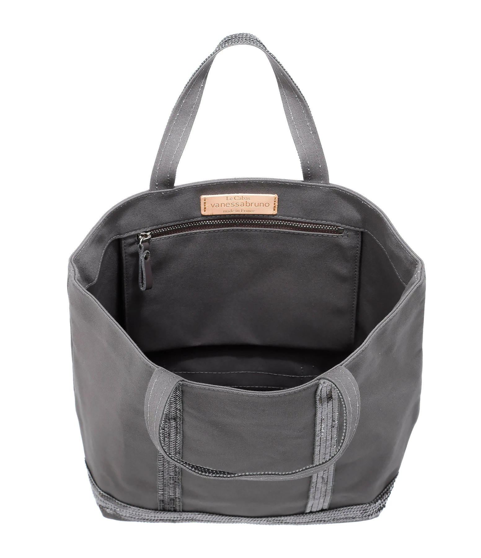 VANESSA BRUNO Cabas M Coton Anthracite 4 VANESSA BRUNO Cabas M Coton Anthracite – Image 2