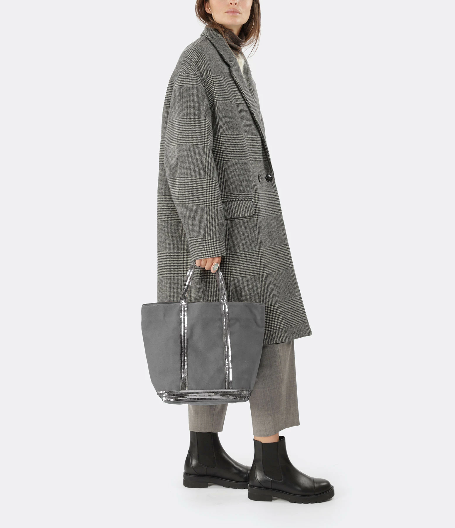 VANESSA BRUNO Cabas M Coton Anthracite 7 VANESSA BRUNO Cabas M Coton Anthracite – Image 5
