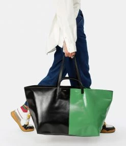CAHU Cabas Pratique L Toile Noir Vert 12 CAHU Cabas Pratique L Toile Noir Vert -jerome dreyfuss shop unnamed file 456