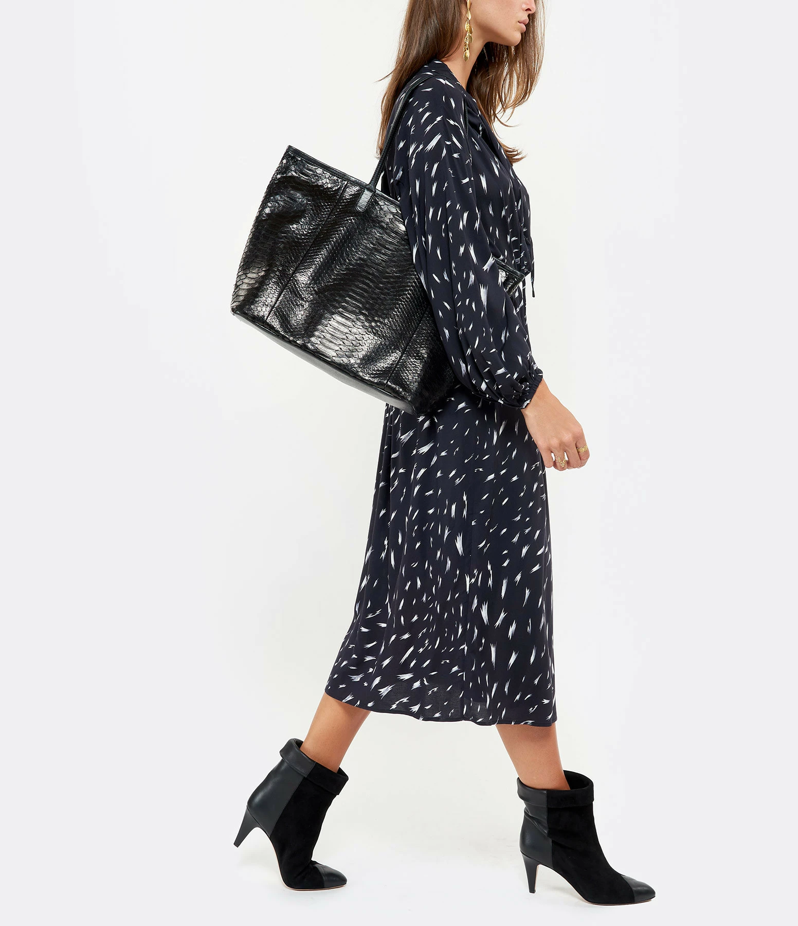 CLARIS VIROT Cabas Marny Python Noir 7 CLARIS VIROT Cabas Marny Python Noir – Image 5