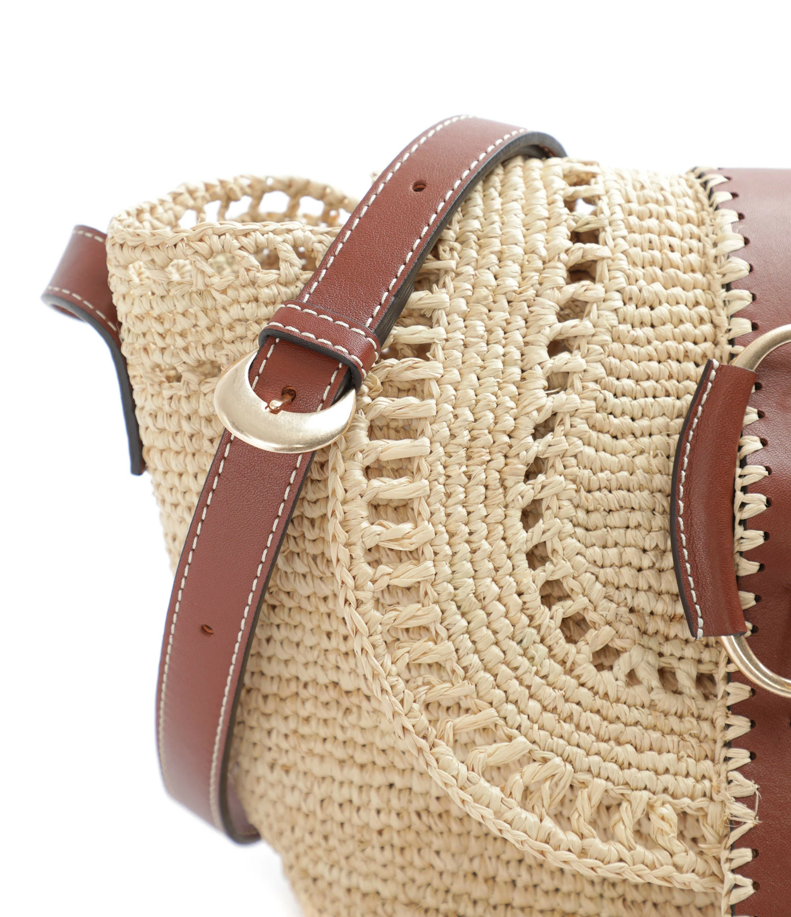 VANESSA BRUNO Panier PM Raphia Cognac 6 VANESSA BRUNO Panier PM Raphia Cognac – Image 4