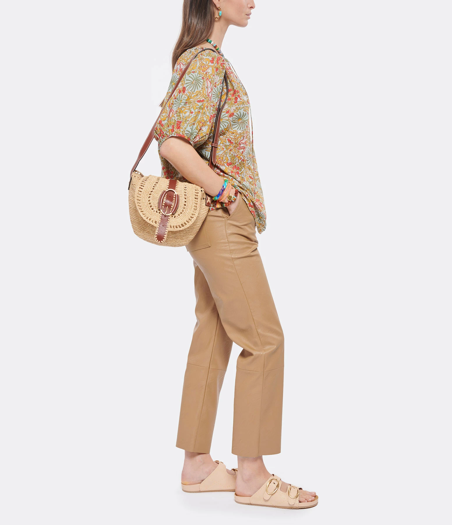VANESSA BRUNO Panier PM Raphia Cognac 8 VANESSA BRUNO Panier PM Raphia Cognac – Image 6