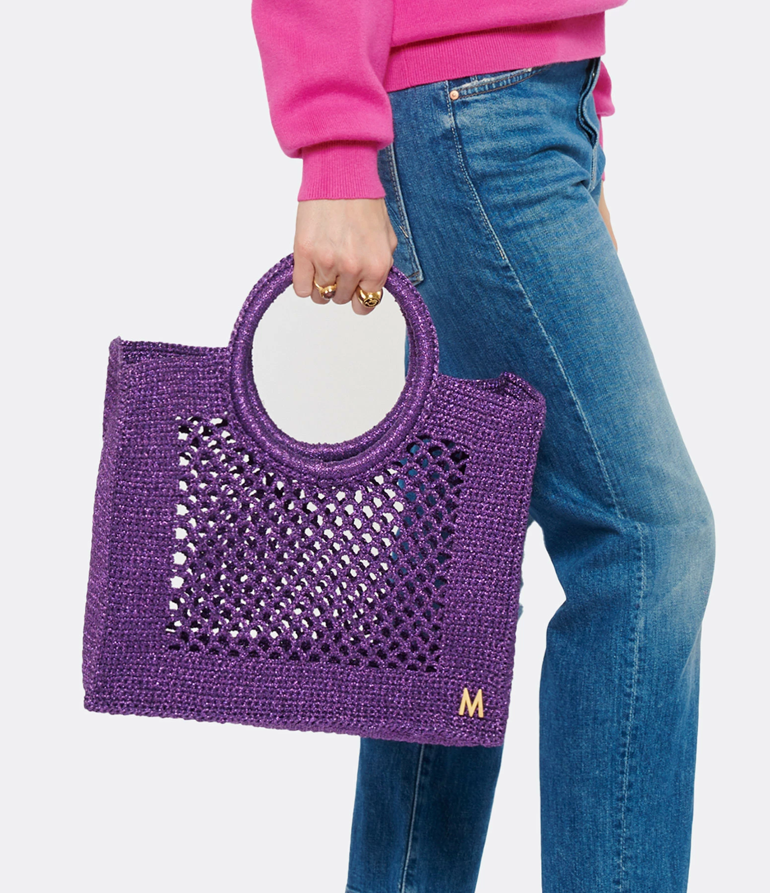 MIZELE Cabas Fish Net Medium Lurex Violet 7 MIZELE Cabas Fish Net Medium Lurex Violet – Image 5