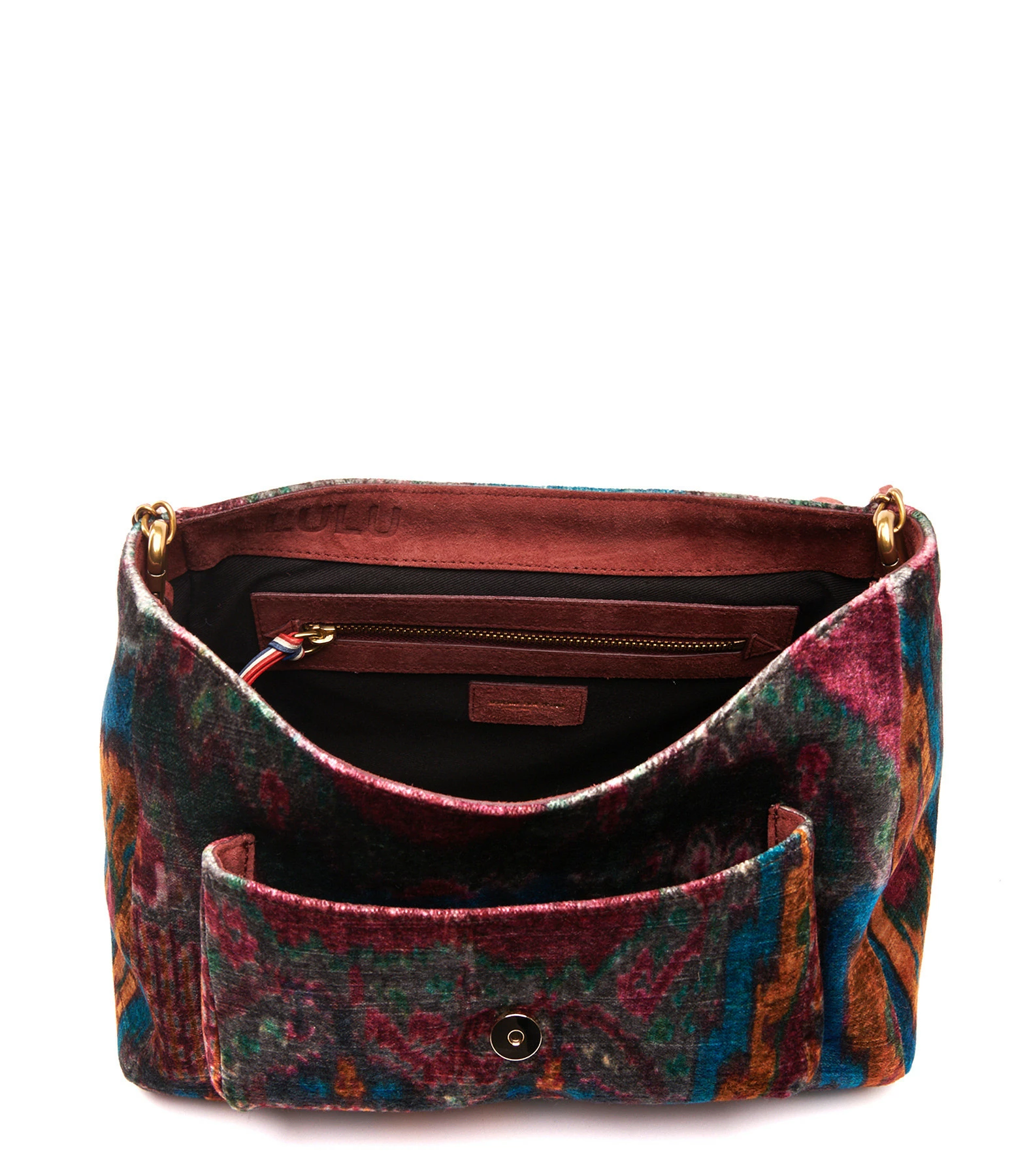 JEROME DREYFUSS Sac Lulu M Velours Imprimé Ikat, Capsule Velours 5 JEROME DREYFUSS Sac Lulu M Velours Imprimé Ikat, Capsule Velours – Image 3