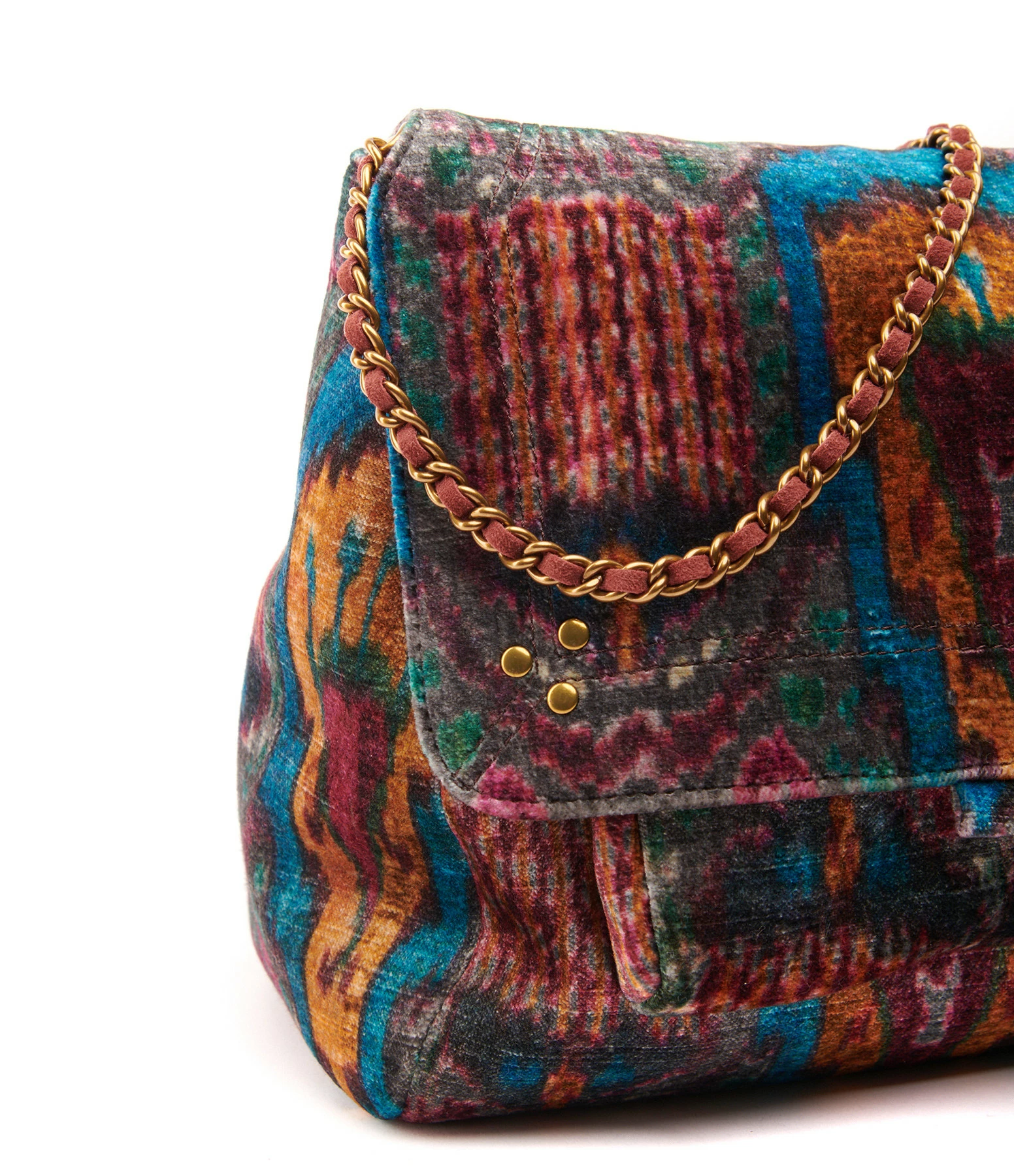 JEROME DREYFUSS Sac Lulu M Velours Imprimé Ikat, Capsule Velours 6 JEROME DREYFUSS Sac Lulu M Velours Imprimé Ikat, Capsule Velours – Image 4