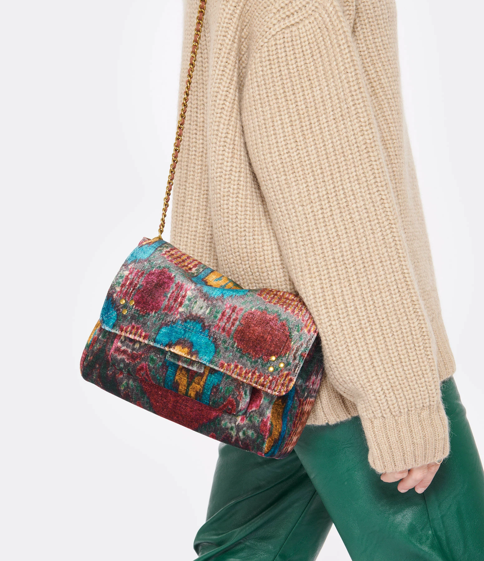 JEROME DREYFUSS Sac Lulu M Velours Imprimé Ikat, Capsule Velours 7 JEROME DREYFUSS Sac Lulu M Velours Imprimé Ikat, Capsule Velours – Image 5