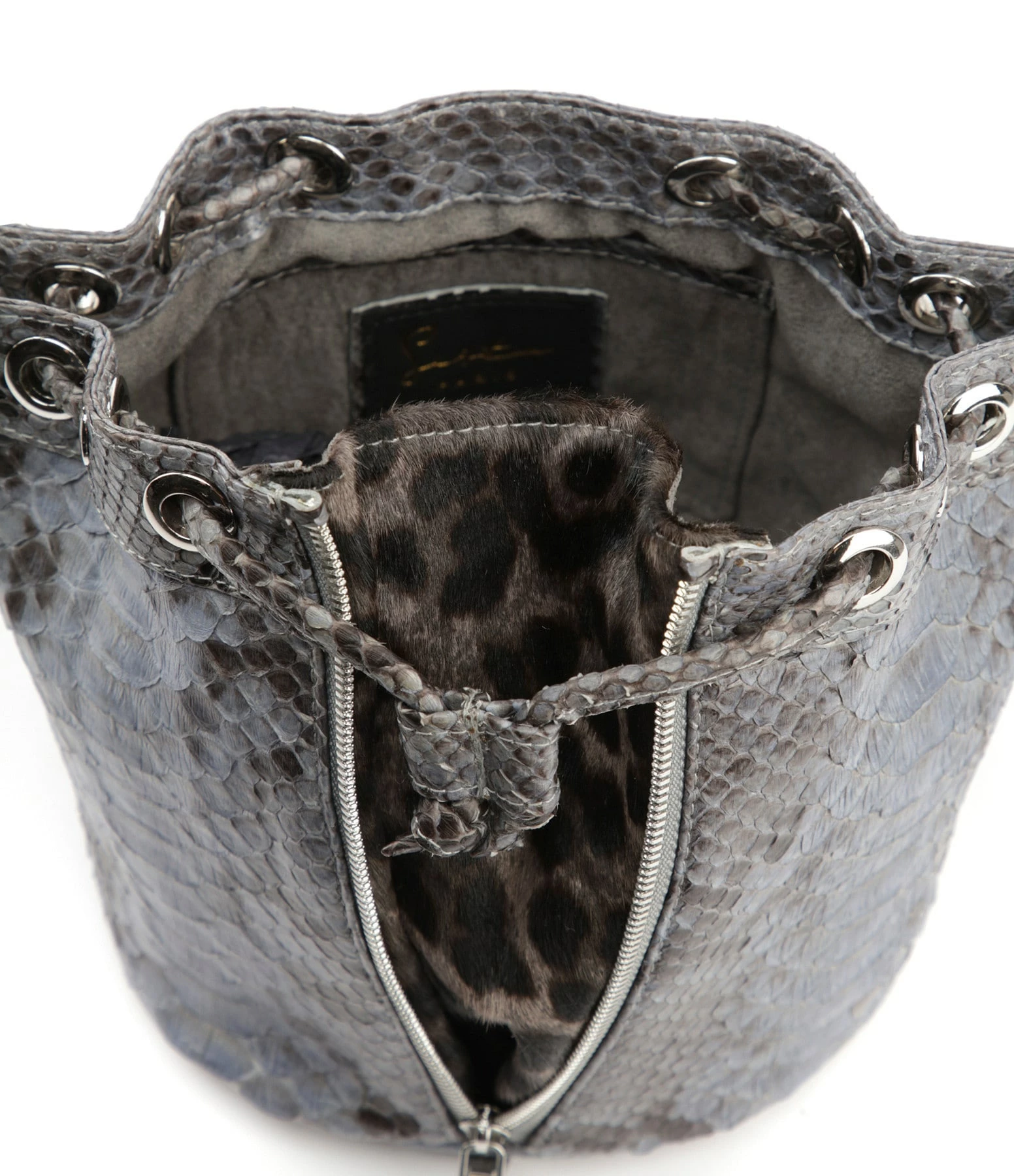 SISTA PARIS Sac Amber Cuir Python Gris 5 SISTA PARIS Sac Amber Cuir Python Gris – Image 3