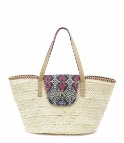 CLARIS VIROT Panier Zoé Sumba Indigo Cuir Sable