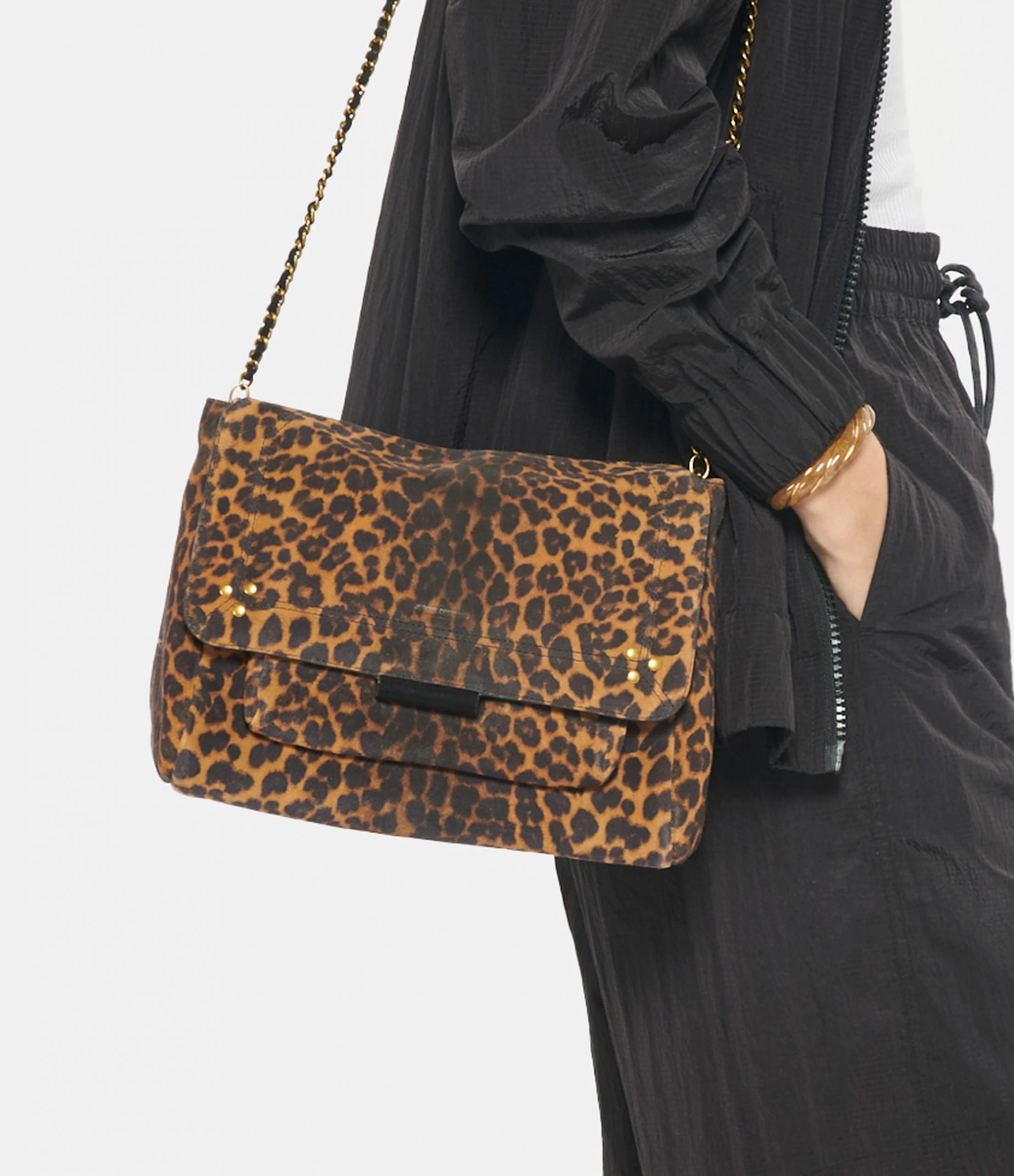 JEROME DREYFUSS Sac Lulu L Cuir Suédé Léopard 7 JEROME DREYFUSS Sac Lulu L Cuir Suédé Léopard – Image 5