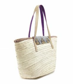 Alternative view of CLARIS VIROT Panier Zoé Sumba Indigo Cuir Sable