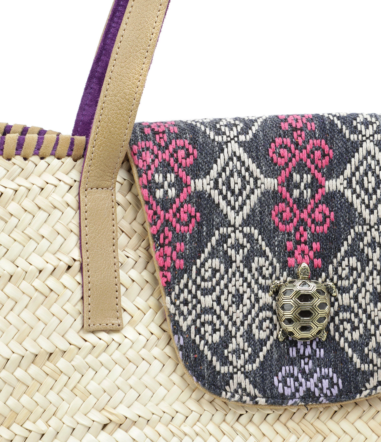 CLARIS VIROT Panier Zoé Sumba Indigo Cuir Sable 6 CLARIS VIROT Panier Zoé Sumba Indigo Cuir Sable – Image 4
