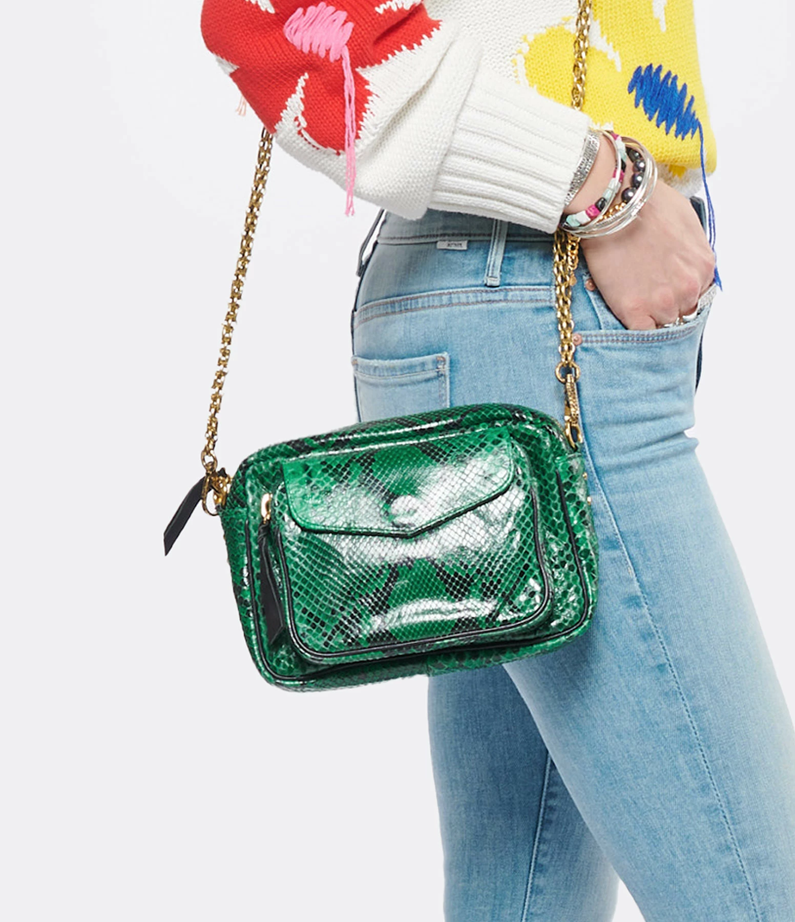 CLARIS VIROT Sac Charly Python Menthe 7 CLARIS VIROT Sac Charly Python Menthe – Image 5