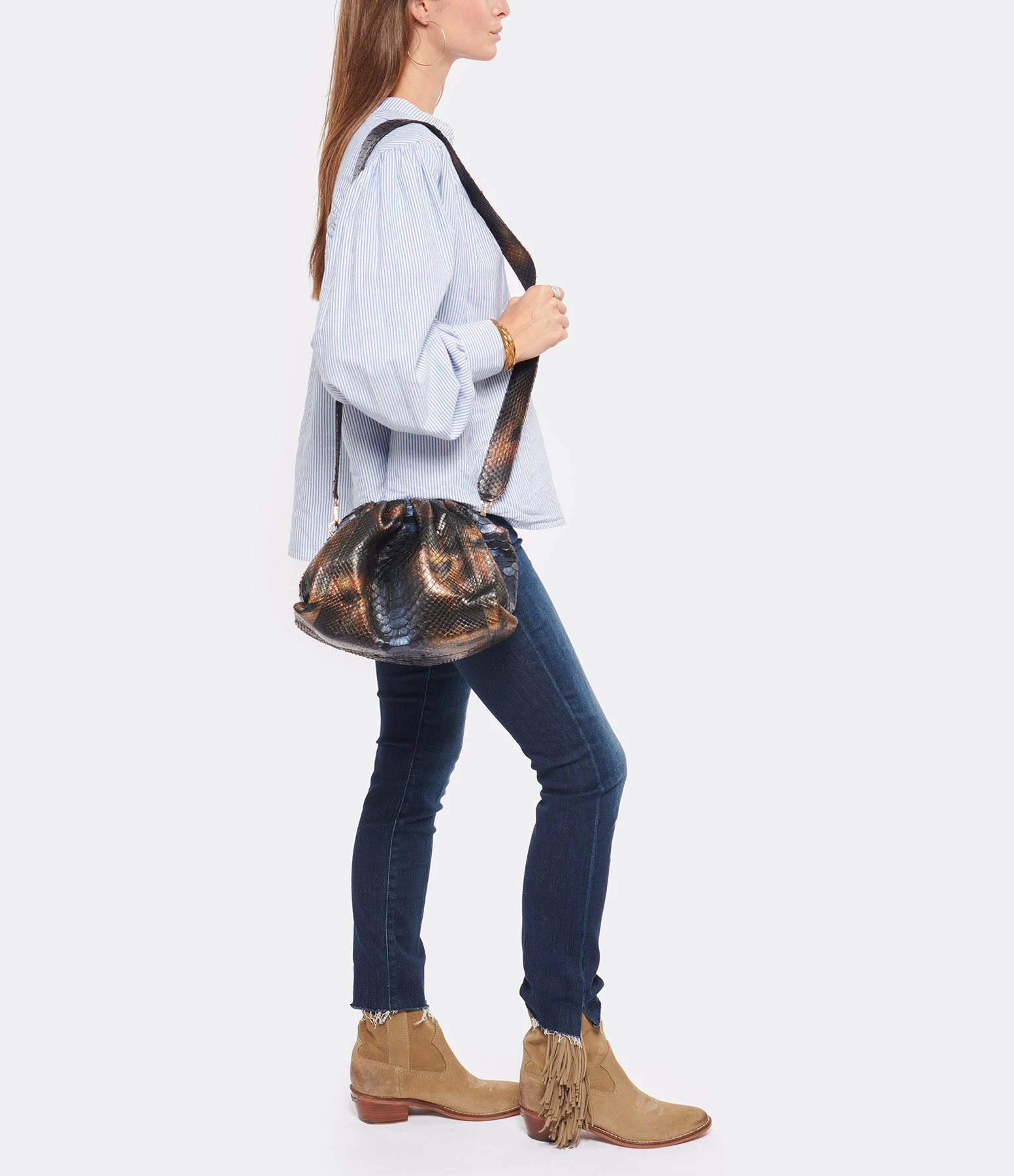SISTA PARIS Sac Big Uniq Cuir Souple Python Butterfly Blue 7 SISTA PARIS Sac Big Uniq Cuir Souple Python Butterfly Blue – Image 5