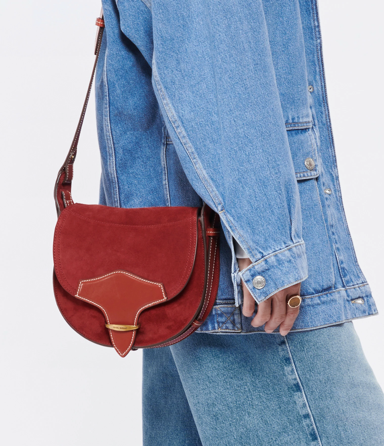 ISABEL MARANT Sac Botsy Cuir Suédé Rouge Foncé 7 ISABEL MARANT Sac Botsy Cuir Suédé Rouge Foncé – Image 5